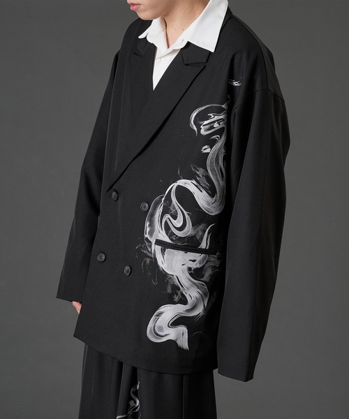 スモークプリントテーラードジャケット/SETUP対応（テーラード