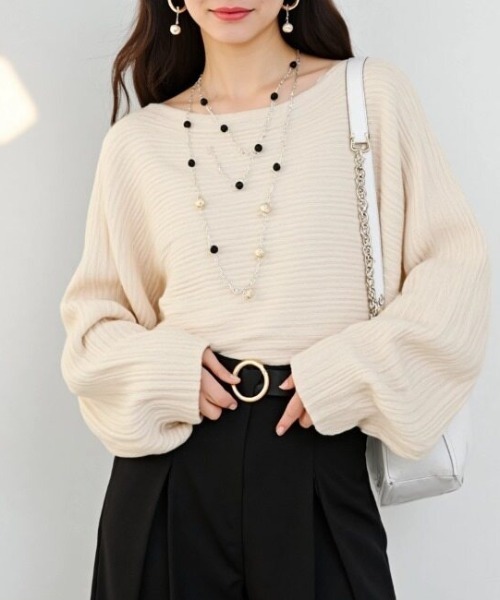 cammie(キャミー)の「ランダムリブドルマントップス(ニット/セーター・レディース・アイボリー/カーキ/グレー・M/L)」の22枚目の写真
