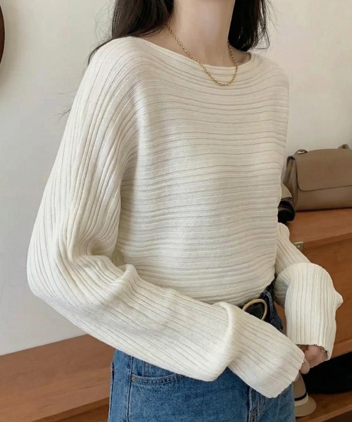 cammie(キャミー)の「ランダムリブドルマントップス(ニット/セーター・レディース・アイボリー/カーキ/グレー・M/L)」の20枚目の写真