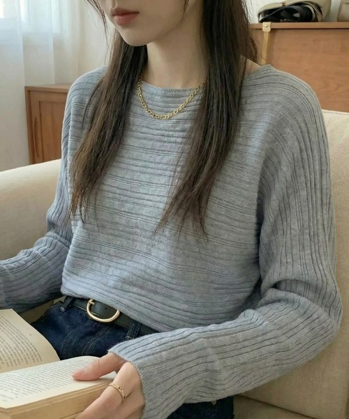 cammie(キャミー)の「ランダムリブドルマントップス(ニット/セーター・レディース・アイボリー/カーキ/グレー・M/L)」の7枚目の写真