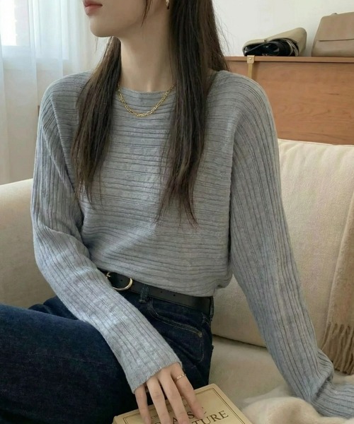 cammie(キャミー)の「ランダムリブドルマントップス(ニット/セーター・レディース・アイボリー/カーキ/グレー・M/L)」の9枚目の写真