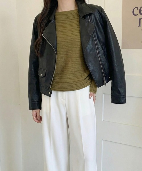 cammie(キャミー)の「ランダムリブドルマントップス(ニット/セーター・レディース・アイボリー/カーキ/グレー・M/L)」の16枚目の写真
