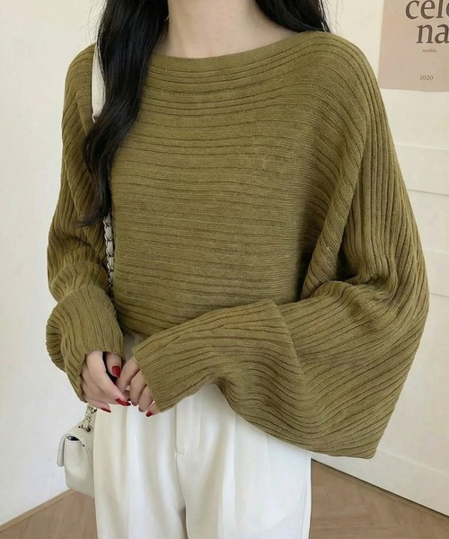 cammie(キャミー)の「ランダムリブドルマントップス(ニット/セーター・レディース・アイボリー/カーキ/グレー・M/L)」の15枚目の写真