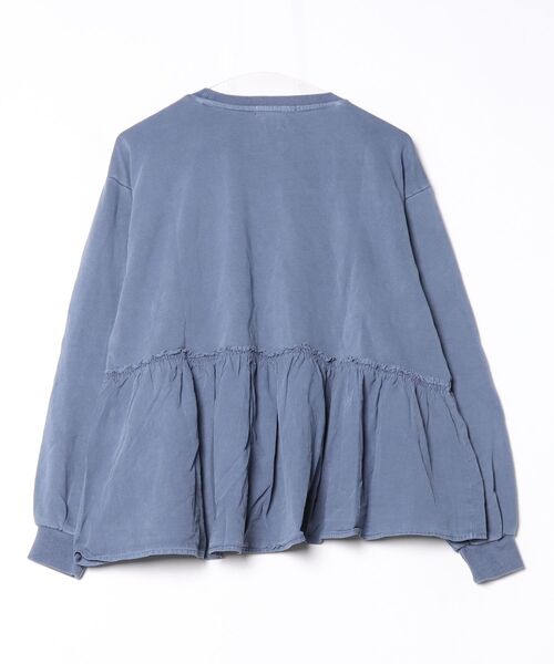 FREE STYLISTS(フリー スタイリスト)の「アシンメトリー異素材切替ティアードフリル裏毛トップス(Tシャツ/カットソー・レディース・グレー/ブルー・M/L)」の3枚目の写真
