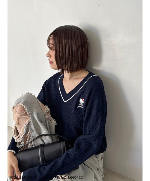 SNIDEL ×HELLO KITTY　ニットプルオーバー WEB限定カラーあり】【HELLO KITTY】ニットプルオーバー(ニットプル