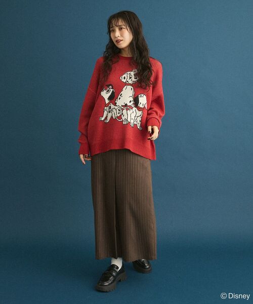 Disney（ディズニー）の「101匹わんちゃん/ジャガードニット（ニット/セーター・レディース・ブラック/レッド・FREE）」の4枚目の写真