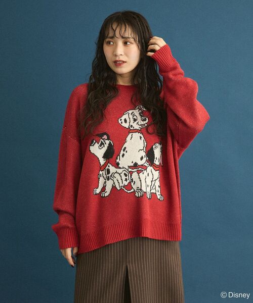 Disney（ディズニー）の「101匹わんちゃん/ジャガードニット（ニット/セーター・レディース・ブラック/レッド・FREE）」の6枚目の写真