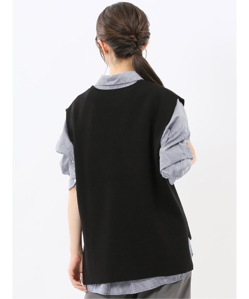 m.f.editorial(エムエフエディトリアル)の「【ハンドウォッシャブル】タカキュー レディース ミラノ Vネック ニットベスト(ベスト・レディース・ネイビー系/ブラック・LARGE/MEDIUM)」の18枚目の写真