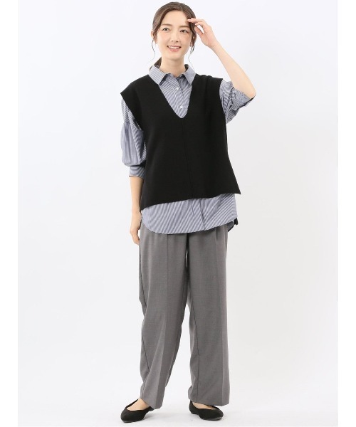 m.f.editorial(エムエフエディトリアル)の「【ハンドウォッシャブル】タカキュー レディース ミラノ Vネック ニットベスト(ベスト・レディース・ネイビー系/ブラック・LARGE/MEDIUM)」の20枚目の写真