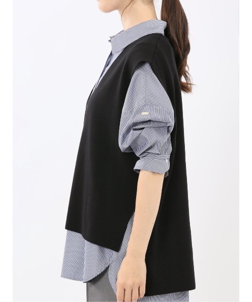 m.f.editorial(エムエフエディトリアル)の「【ハンドウォッシャブル】タカキュー レディース ミラノ Vネック ニットベスト(ベスト・レディース・ネイビー系/ブラック・LARGE/MEDIUM)」の22枚目の写真