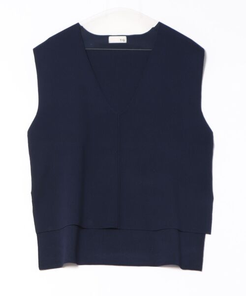 m.f.editorial(エムエフエディトリアル)の「【ハンドウォッシャブル】タカキュー レディース ミラノ Vネック ニットベスト(ベスト・レディース・ネイビー系/ブラック・LARGE/MEDIUM)」の4枚目の写真