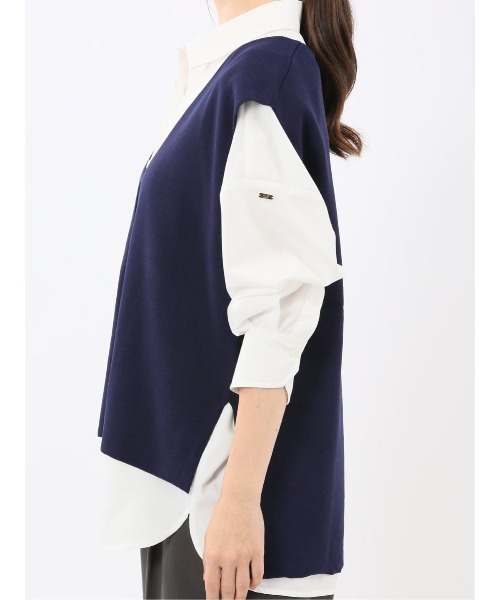 m.f.editorial(エムエフエディトリアル)の「【ハンドウォッシャブル】タカキュー レディース ミラノ Vネック ニットベスト(ベスト・レディース・ネイビー系/ブラック・LARGE/MEDIUM)」の10枚目の写真