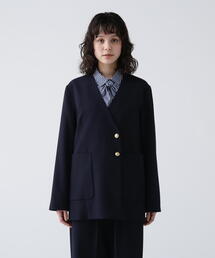 NAVYNAVY（ネイビーネイビー）の「【NAVYNAVY】【365ユーティリティー】洗えてシワになりづらいストレッチギャバセットアップ ジャケット（ノーカラージャケット）」