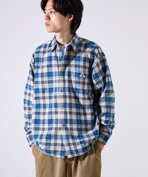 GEVACO(ゲバコ)の「【GEVACO/ゲバコ】裾ストレートカット ネルシャツ(シャツ/ブラウス・メンズ・ベージュ系その他/ブルー系その他・M/L)」の4枚目の写真