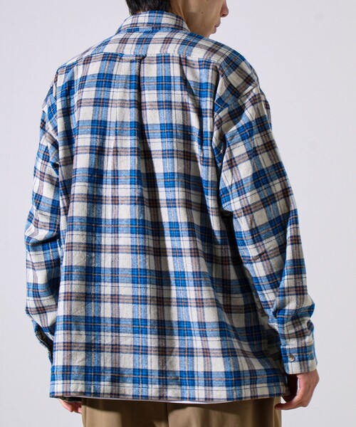 GEVACO(ゲバコ)の「【GEVACO/ゲバコ】裾ストレートカット ネルシャツ(シャツ/ブラウス・メンズ・ベージュ系その他/ブルー系その他・M/L)」の6枚目の写真