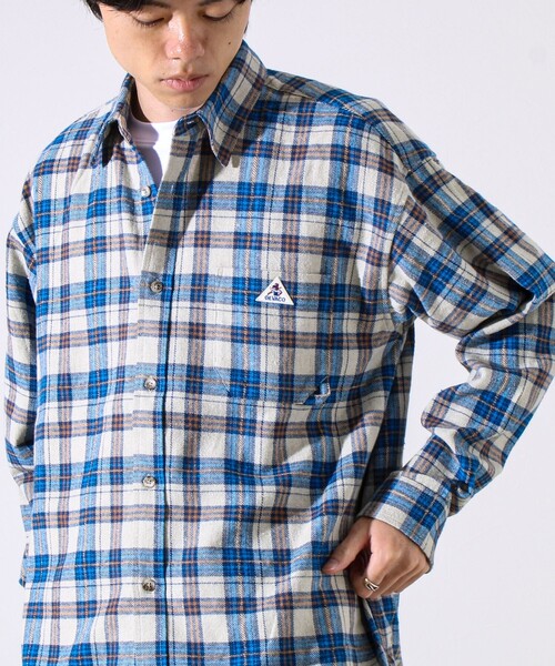 GEVACO(ゲバコ)の「【GEVACO/ゲバコ】裾ストレートカット ネルシャツ(シャツ/ブラウス・メンズ・ベージュ系その他/ブルー系その他・M/L)」の8枚目の写真