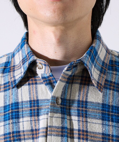 GEVACO(ゲバコ)の「【GEVACO/ゲバコ】裾ストレートカット ネルシャツ(シャツ/ブラウス・メンズ・ベージュ系その他/ブルー系その他・M/L)」の9枚目の写真