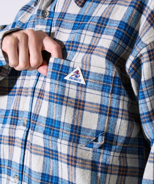 GEVACO(ゲバコ)の「【GEVACO/ゲバコ】裾ストレートカット ネルシャツ(シャツ/ブラウス・メンズ・ベージュ系その他/ブルー系その他・M/L)」の10枚目の写真