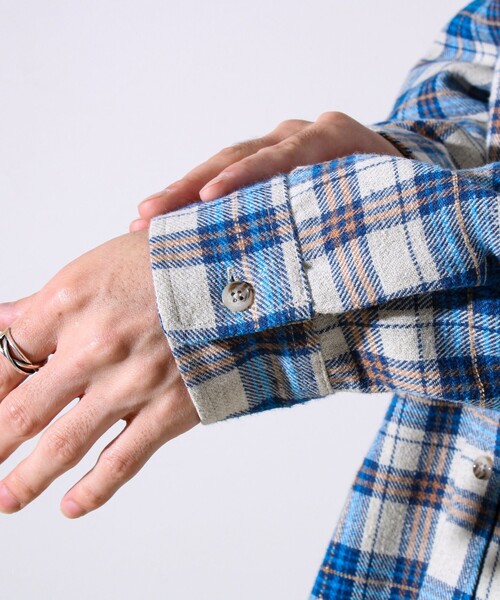 GEVACO(ゲバコ)の「【GEVACO/ゲバコ】裾ストレートカット ネルシャツ(シャツ/ブラウス・メンズ・ベージュ系その他/ブルー系その他・M/L)」の11枚目の写真