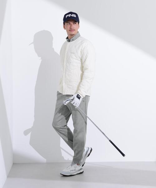 【グレー】PINGキルトジャガード/全方向ストレッチダンボールニットハーフジップカットソー<NATIVE> (MENS) PING APPAREL｜PINGキルトジャガード/全方向ストレッチダンボール