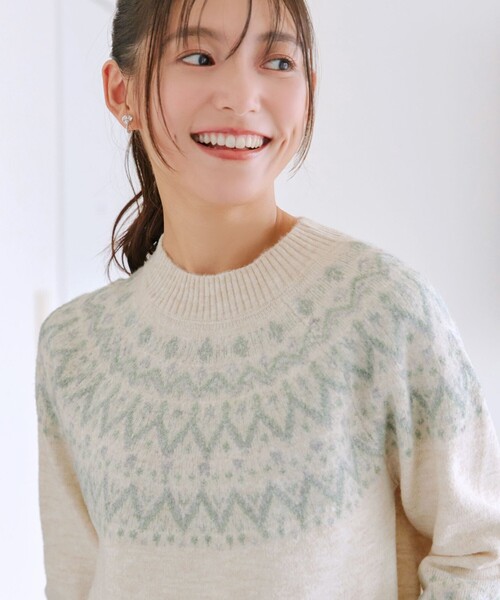 Tiaclasse(ティアクラッセ)の「【大きいサイズ】ヤクタッチ求心JQチュニック(ニット/セーター・レディース・ネイビー/オフホワイト/ブルー・XL/XXL)」の21枚目の写真