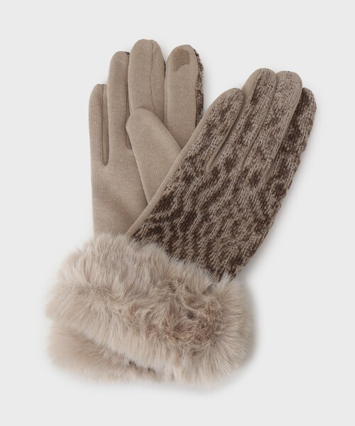 THE SHOP TK （ザ ショップ ティーケー ）の「ファーグローブ（手袋・レディース・ベージュ/ブラック/チャコールグレー・00）」の4枚目の写真