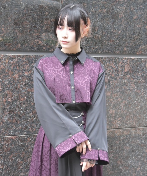 axes femme（アクシーズファム）の「ジャカード切替フレア袖ブラウス（シャツ/ブラウス・レディース・ダークグリーン/パープル/ワイン・FREE）」の14枚目の写真