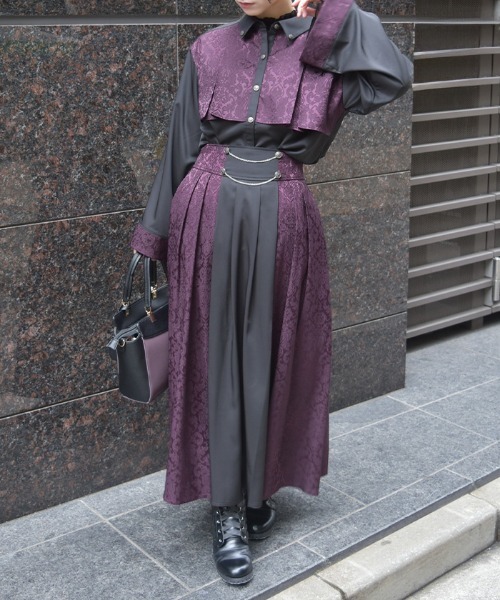 axes femme（アクシーズファム）の「ジャカード切替フレア袖ブラウス（シャツ/ブラウス・レディース・ダークグリーン/パープル/ワイン・FREE）」の15枚目の写真