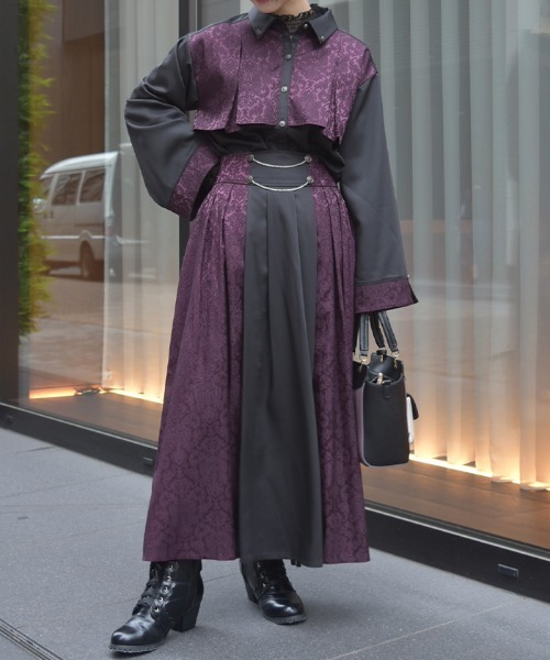 axes femme（アクシーズファム）の「ジャカード切替フレア袖ブラウス（シャツ/ブラウス・レディース・ダークグリーン/パープル/ワイン・FREE）」の16枚目の写真