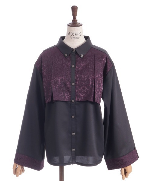 axes femme（アクシーズファム）の「ジャカード切替フレア袖ブラウス（シャツ/ブラウス・レディース・ダークグリーン/パープル/ワイン・FREE）」の17枚目の写真