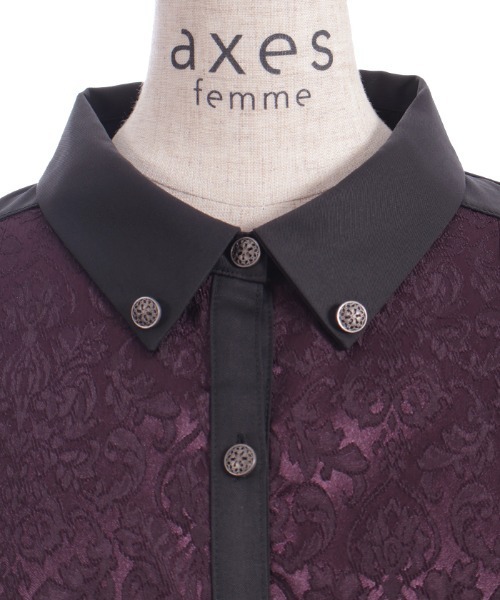 axes femme（アクシーズファム）の「ジャカード切替フレア袖ブラウス（シャツ/ブラウス・レディース・ダークグリーン/パープル/ワイン・FREE）」の11枚目の写真