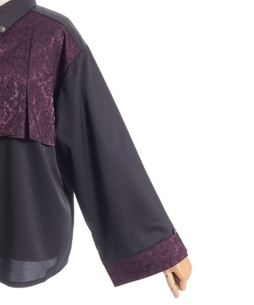 axes femme（アクシーズファム）の「ジャカード切替フレア袖ブラウス（シャツ/ブラウス・レディース・ダークグリーン/パープル/ワイン・FREE）」の5枚目の写真