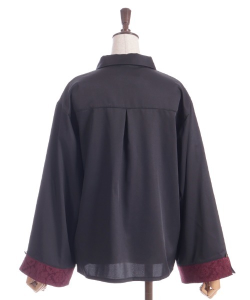 axes femme（アクシーズファム）の「ジャカード切替フレア袖ブラウス（シャツ/ブラウス・レディース・ダークグリーン/パープル/ワイン・FREE）」の8枚目の写真