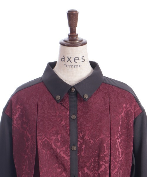 axes femme（アクシーズファム）の「ジャカード切替フレア袖ブラウス（シャツ/ブラウス・レディース・ダークグリーン/パープル/ワイン・FREE）」の9枚目の写真