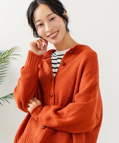 fort point（フォーポイント）の「【C-FORTPOINT/フォートポイント】ポップコーン編みニットカーディガン（カーディガン/ボレロ・レディース・イエロー系その他/チャコールグレー/オレンジ/ベージュ・ONE SIZE）」の4枚目の写真