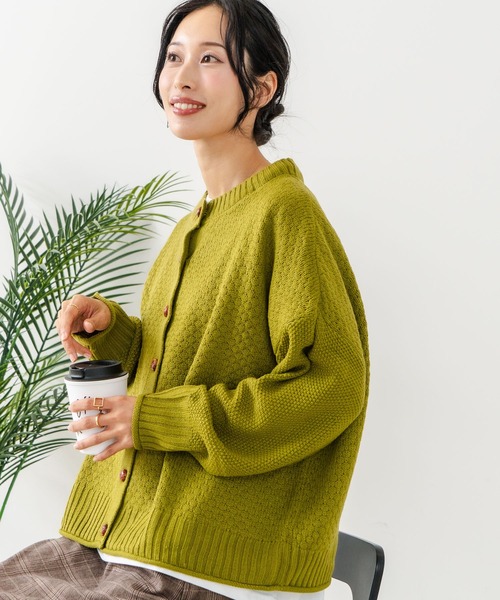 fort point（フォーポイント）の「【C-FORTPOINT/フォートポイント】ポップコーン編みニットカーディガン（カーディガン/ボレロ・レディース・イエロー系その他/チャコールグレー/オレンジ/ベージュ・ONE SIZE）」の7枚目の写真