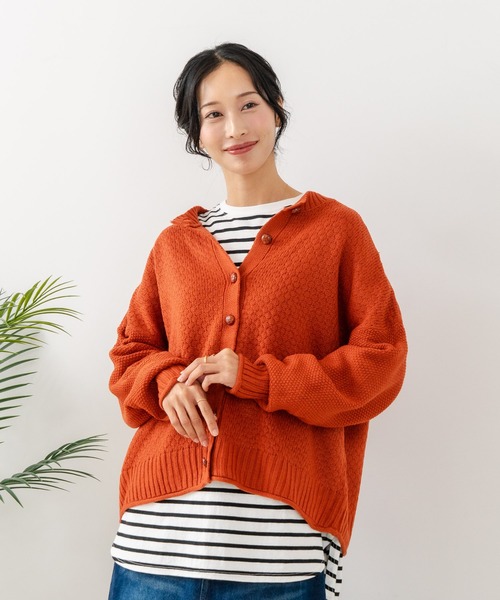 fort point（フォーポイント）の「【C-FORTPOINT/フォートポイント】ポップコーン編みニットカーディガン（カーディガン/ボレロ・レディース・イエロー系その他/チャコールグレー/オレンジ/ベージュ・ONE SIZE）」の12枚目の写真
