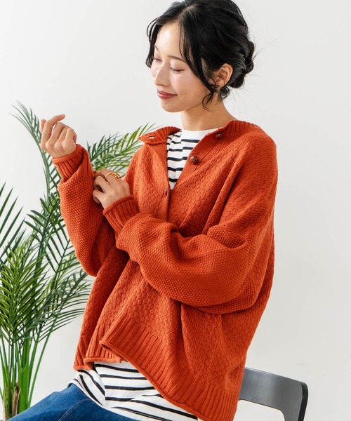 fort point（フォーポイント）の「【C-FORTPOINT/フォートポイント】ポップコーン編みニットカーディガン（カーディガン/ボレロ・レディース・イエロー系その他/チャコールグレー/オレンジ/ベージュ・ONE SIZE）」の16枚目の写真