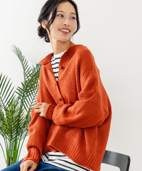 fort point（フォーポイント）の「【C-FORTPOINT/フォートポイント】ポップコーン編みニットカーディガン（カーディガン/ボレロ・レディース・イエロー系その他/チャコールグレー/オレンジ/ベージュ・ONE SIZE）」の17枚目の写真