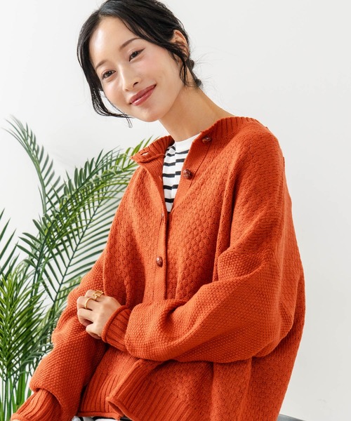 fort point（フォーポイント）の「【C-FORTPOINT/フォートポイント】ポップコーン編みニットカーディガン（カーディガン/ボレロ・レディース・イエロー系その他/チャコールグレー/オレンジ/ベージュ・ONE SIZE）」の18枚目の写真