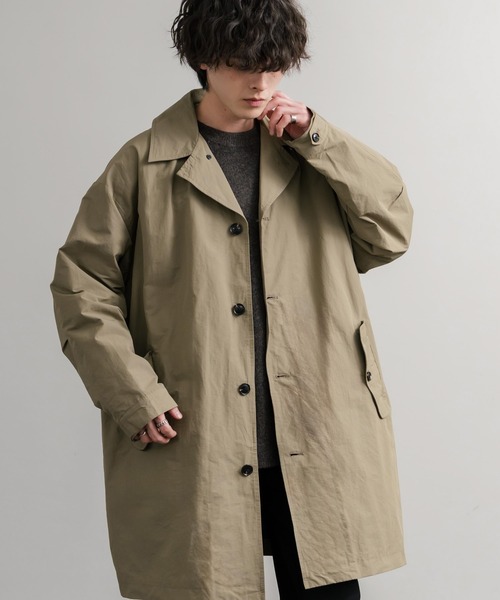 Audience（オーディエンス）の「Audience オーディエンス 綿ナイロン高密度ポプリン M-51ロング丈モッズステンカラーコート AUD7356（ステンカラーコート・メンズ・スミクロ/ブラック/カーキ/オリーブ・L/M）」の4枚目の写真