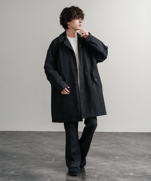 Audience（オーディエンス）の「Audience オーディエンス 綿ナイロン高密度ポプリン M-51ロング丈モッズステンカラーコート AUD7356（ステンカラーコート・メンズ・スミクロ/ブラック/カーキ/オリーブ・L/M）」の7枚目の写真