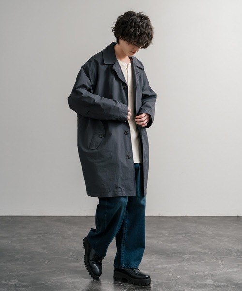 Audience（オーディエンス）の「Audience オーディエンス 綿ナイロン高密度ポプリン M-51ロング丈モッズステンカラーコート AUD7356（ステンカラーコート・メンズ・スミクロ/ブラック/カーキ/オリーブ・L/M）」の13枚目の写真