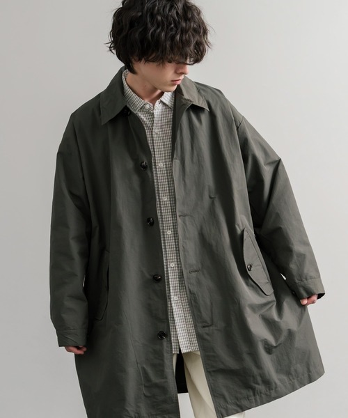 Audience（オーディエンス）の「Audience オーディエンス 綿ナイロン高密度ポプリン M-51ロング丈モッズステンカラーコート AUD7356（ステンカラーコート・メンズ・スミクロ/ブラック/カーキ/オリーブ・L/M）」の14枚目の写真