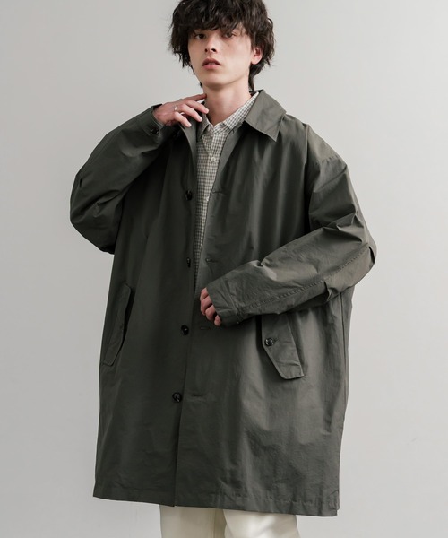 Audience（オーディエンス）の「Audience オーディエンス 綿ナイロン高密度ポプリン M-51ロング丈モッズステンカラーコート AUD7356（ステンカラーコート・メンズ・スミクロ/ブラック/カーキ/オリーブ・L/M）」の15枚目の写真