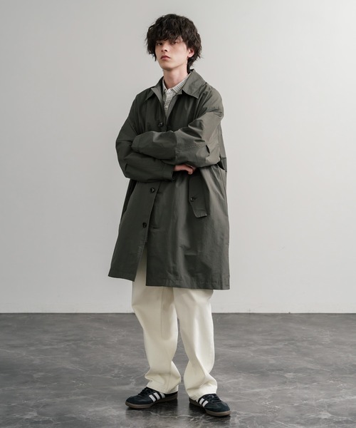 Audience（オーディエンス）の「Audience オーディエンス 綿ナイロン高密度ポプリン M-51ロング丈モッズステンカラーコート AUD7356（ステンカラーコート・メンズ・スミクロ/ブラック/カーキ/オリーブ・L/M）」の16枚目の写真