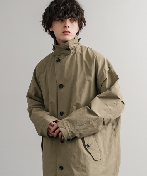 Audience（オーディエンス）の「Audience オーディエンス 綿ナイロン高密度ポプリン M-51ロング丈モッズステンカラーコート AUD7356（ステンカラーコート・メンズ・スミクロ/ブラック/カーキ/オリーブ・L/M）」の20枚目の写真