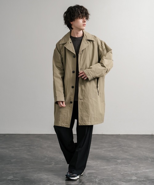 Audience（オーディエンス）の「Audience オーディエンス 綿ナイロン高密度ポプリン M-51ロング丈モッズステンカラーコート AUD7356（ステンカラーコート・メンズ・スミクロ/ブラック/カーキ/オリーブ・L/M）」の21枚目の写真
