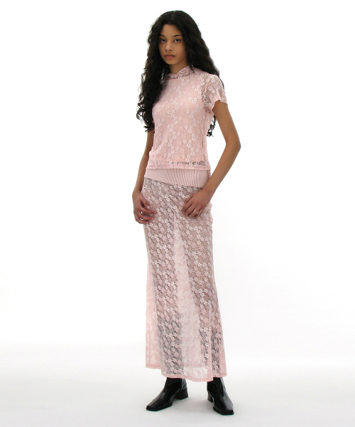 PARTIMENTO WOMEN（パルティメントウィメン）の「レースフレアマキシスカート_ピンク（スカート・レディース・ピンク・SMALL/MEDIUM）」の8枚目の写真