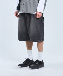 STANDARDERROR（スタンダードエラー）の「87-STAN173 [ナチュラル]ミスティクラックウォッシュピンタックバミューダデニムパンツヴィンテージブラック（その他パンツ）」